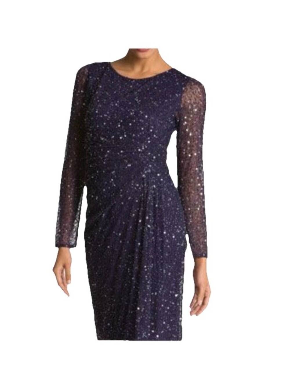 Patra Sequin Long Sleeve Short Dress In Deep Purple Party Cocktail Formal Size 6